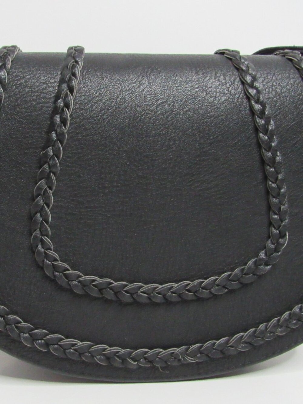 Sonoma Satchel Purse Saddle Style Braided Black Adjustable